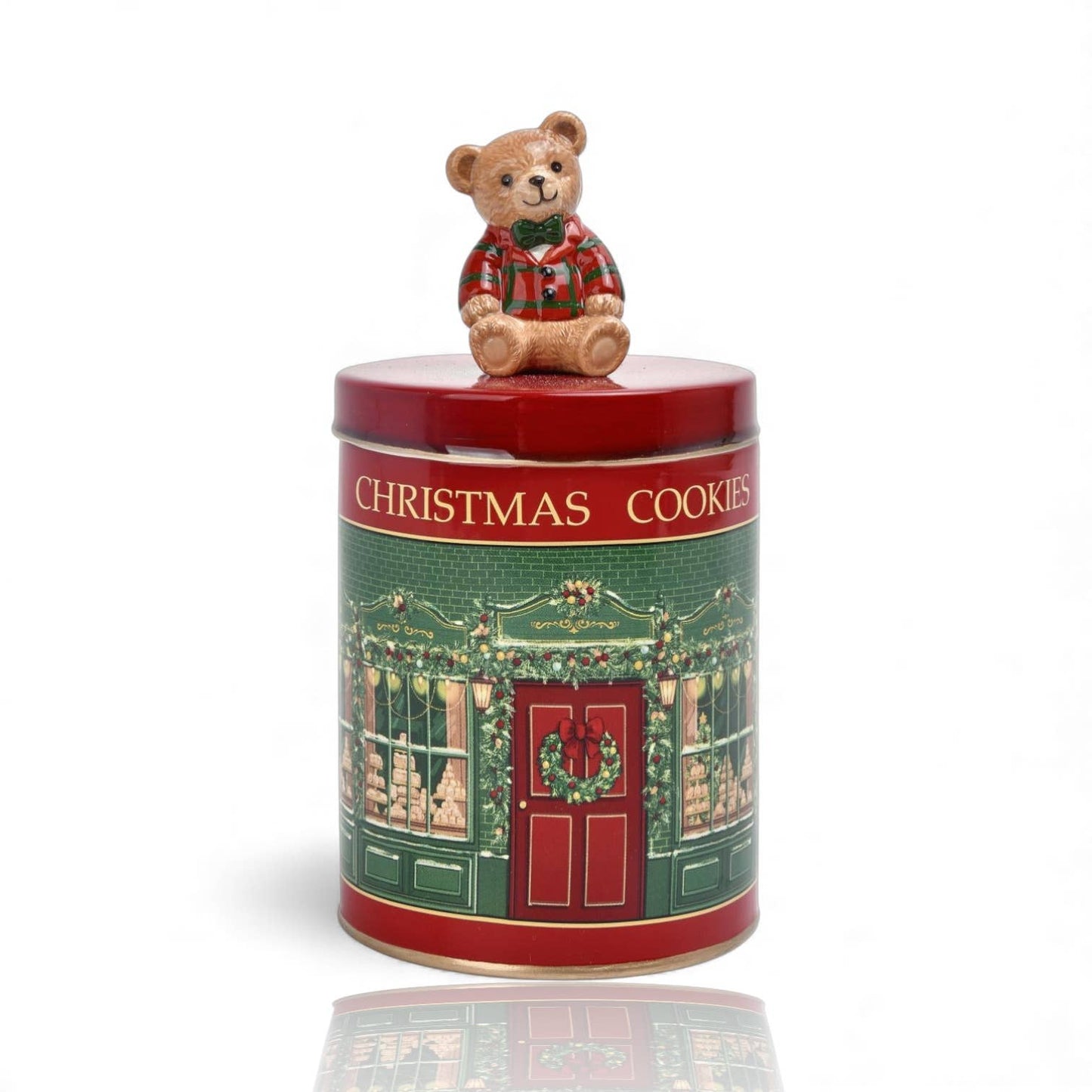 7.25in Red Tin Container w/Bear Min/2 December Diamonds