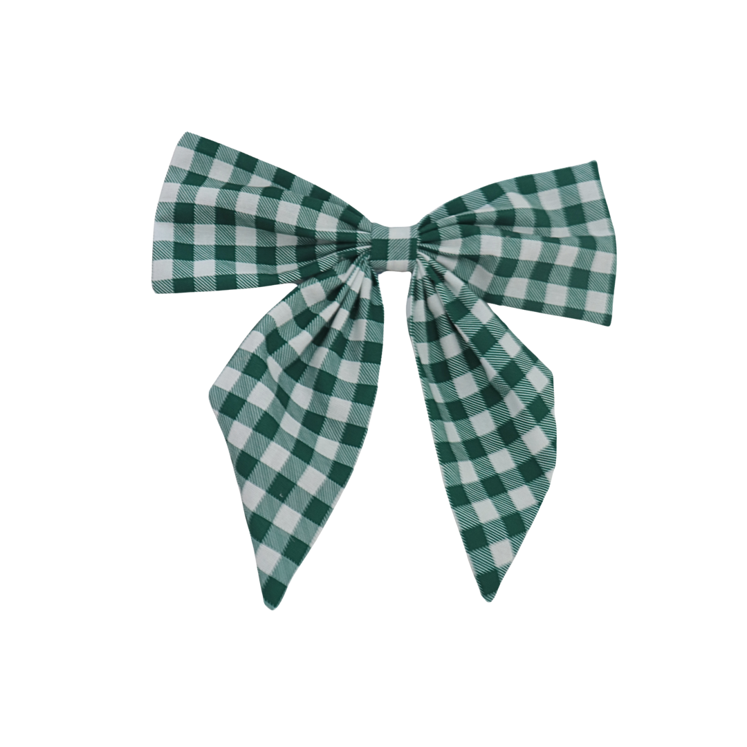 Green Gingham Christmas Tree Bow - Mr & Mrs Christmas