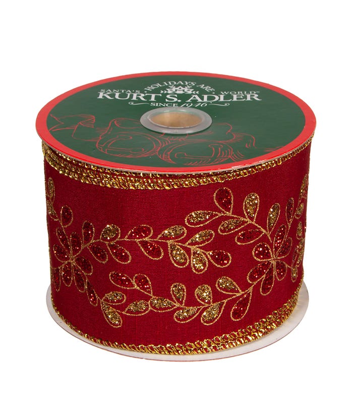 Cranberry & Gold Christmas Decorating Ribbon - 9m