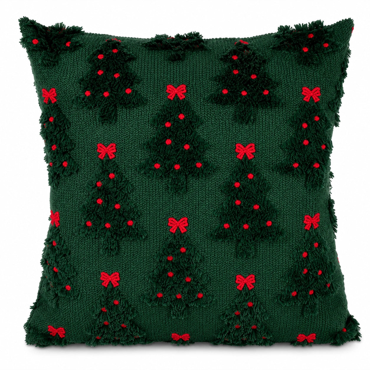 Green Christmas Tree & Bow Cushion
