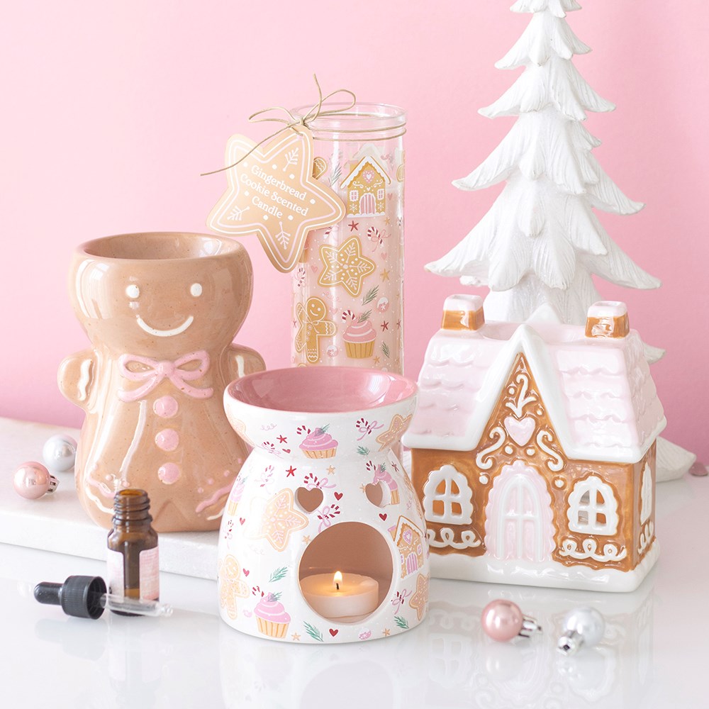 Pink Gingerbread House Oil Burner & Wax Warmer Mr & Mrs Christmas