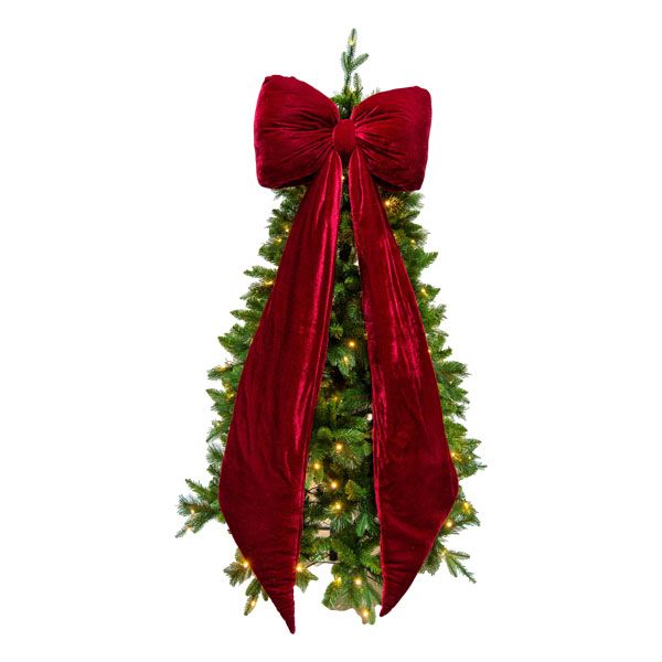 Burgundy Velvet Christmas Bow Mr & Mrs Christmas