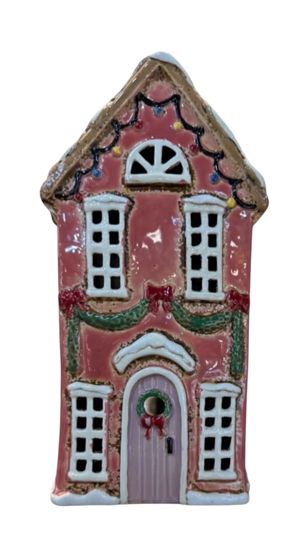 Pink Christmas Tealight Cottage Mr & Mrs Christmas