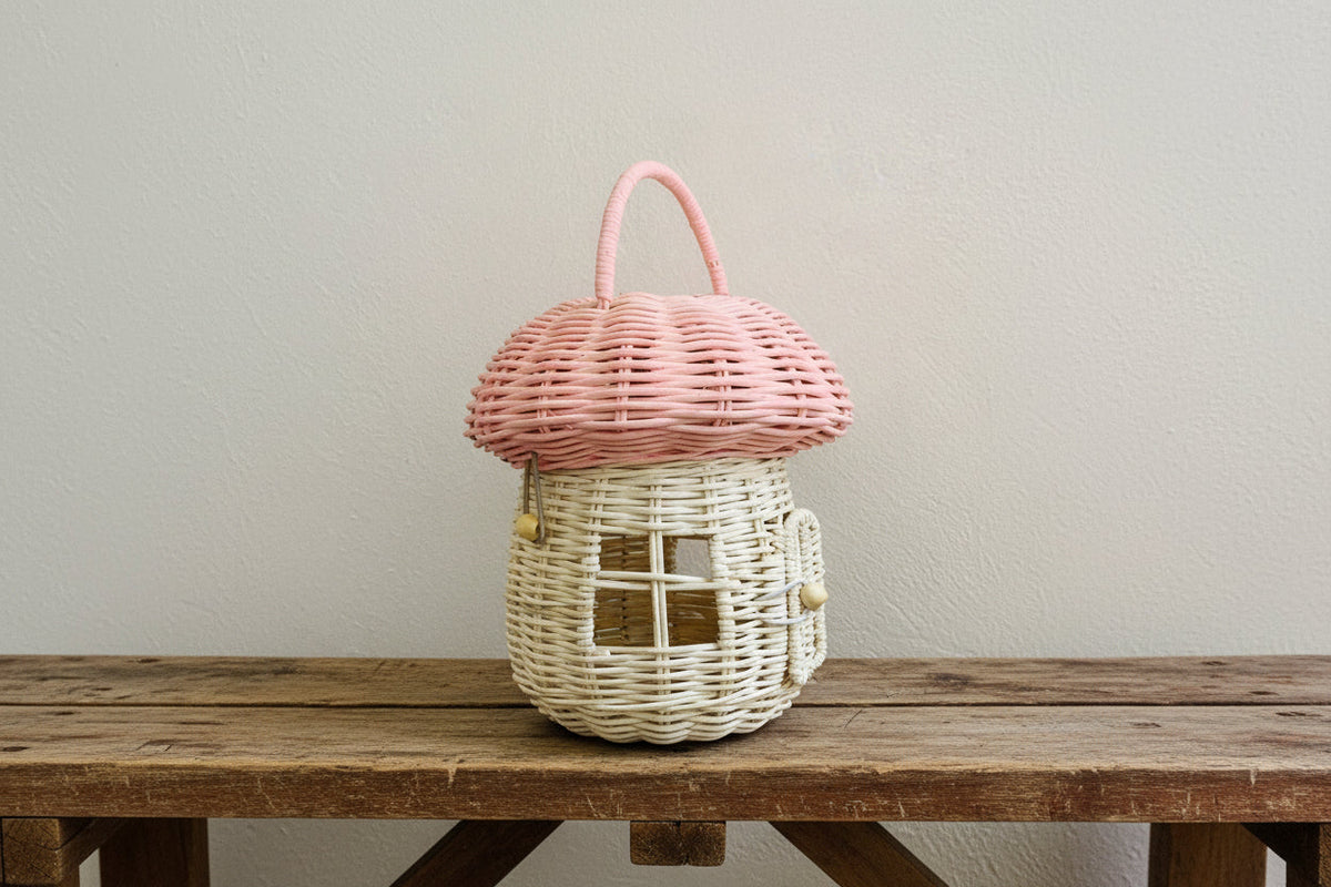 Pink Rattan Mushroom House heartnests