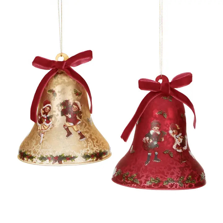 Vintage Christmas Carol Glass Bell Ornament