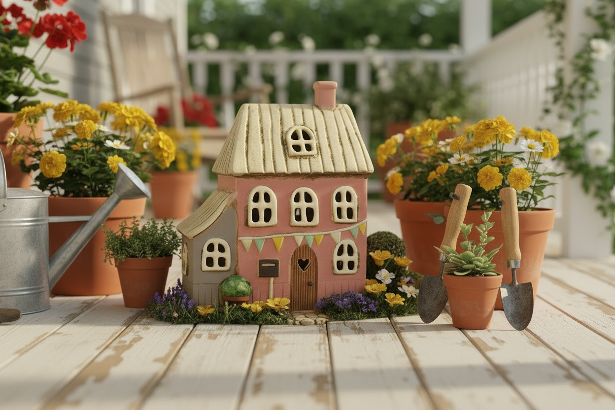 Cottage Village Garden Mail Box House Tealight Joe Davies