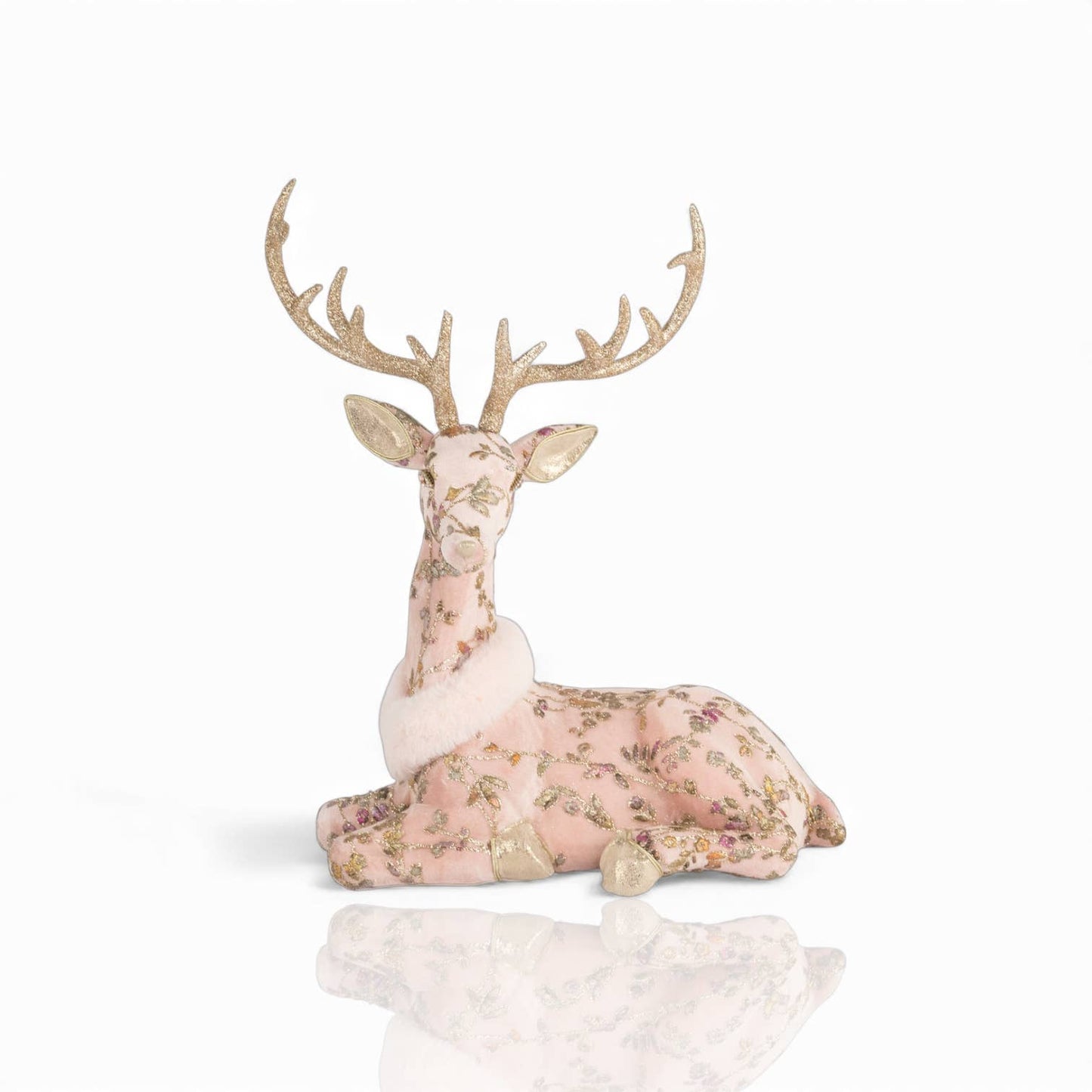 Pink Laying Deer 51cm December Diamonds