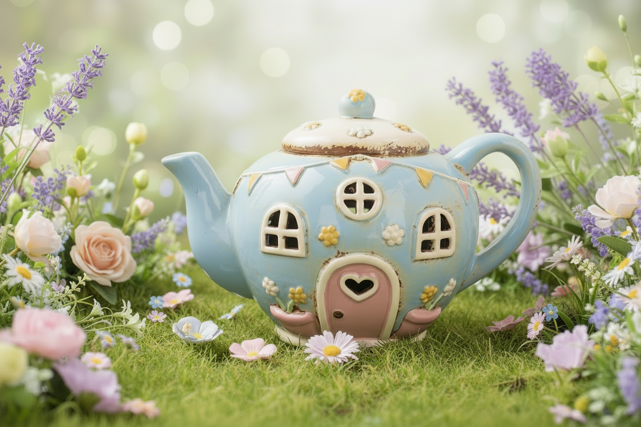 Cottage Village Teapot Round Tealight Joe Davies