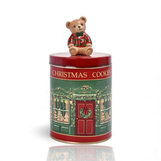 7.25in Red Tin Container w/Bear Min/2 December Diamonds