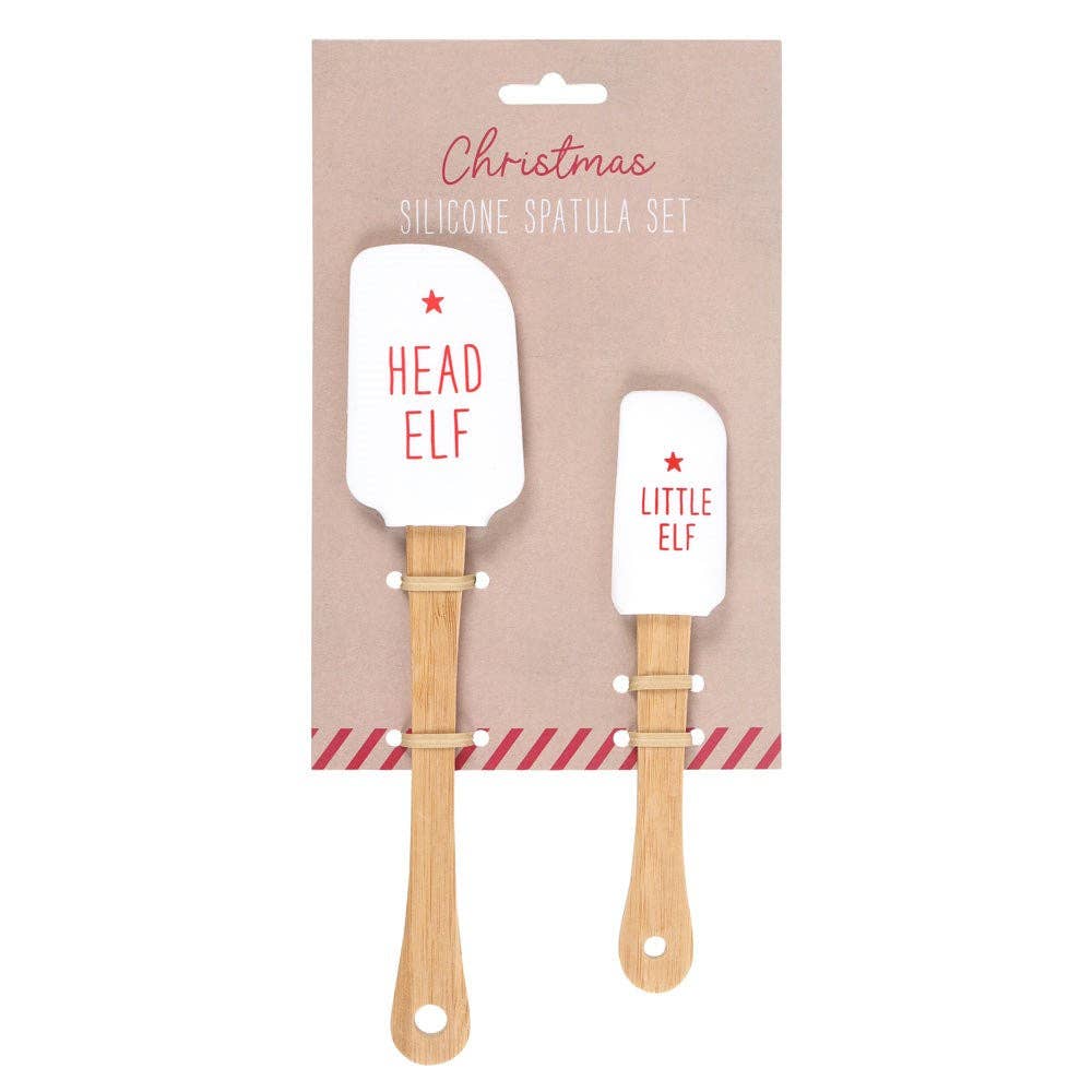 Head Elf & Little Elf Silicone Christmas Baking Spatula Set - Mr & Mrs Christmas