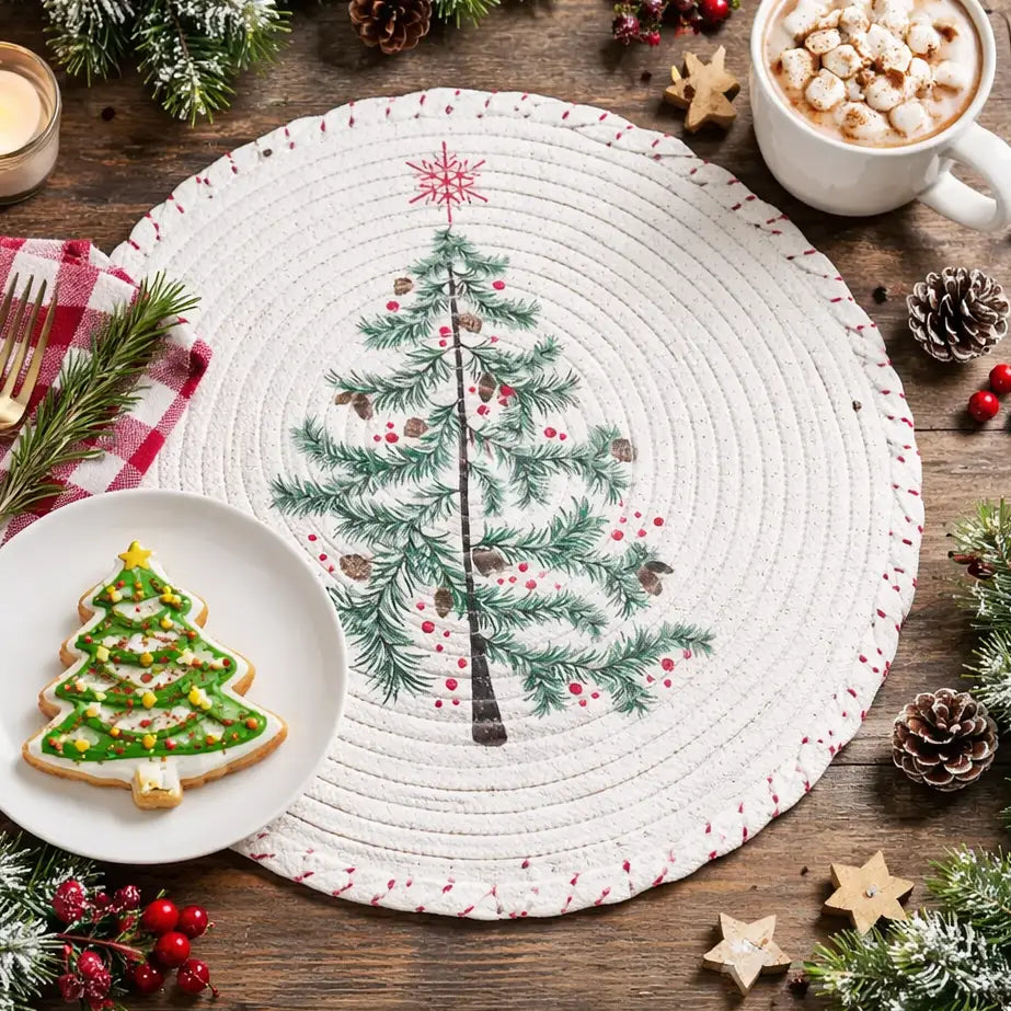 Christmas Tree Woven Placemat Mr & Mrs Christmas