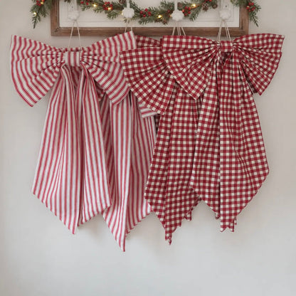 Christmas Bow - Red Stripe Mr & Mrs Christmas