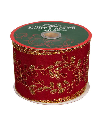 Cranberry & Gold Christmas Decorating Ribbon - 9m