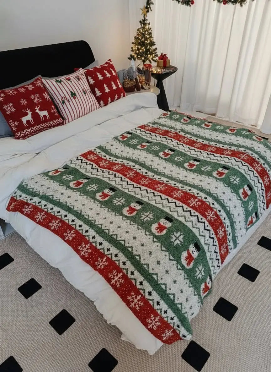 Christmas Luxe Blanket - Snowman Fair Isle Mr & Mrs Christmas