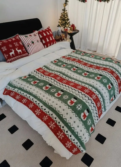 Christmas Luxe Blanket - Snowman Fair Isle Mr & Mrs Christmas