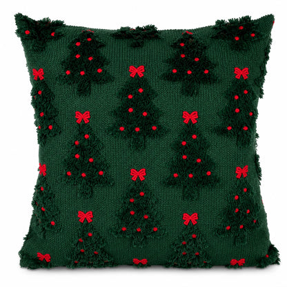 Green Christmas Tree & Bow Cushion