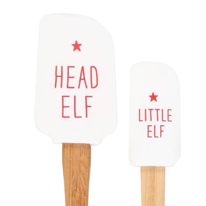 Head Elf & Little Elf Silicone Christmas Baking Spatula Set - Mr & Mrs Christmas
