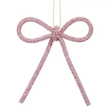 Pink Jeweled Bow Christmas Ornament