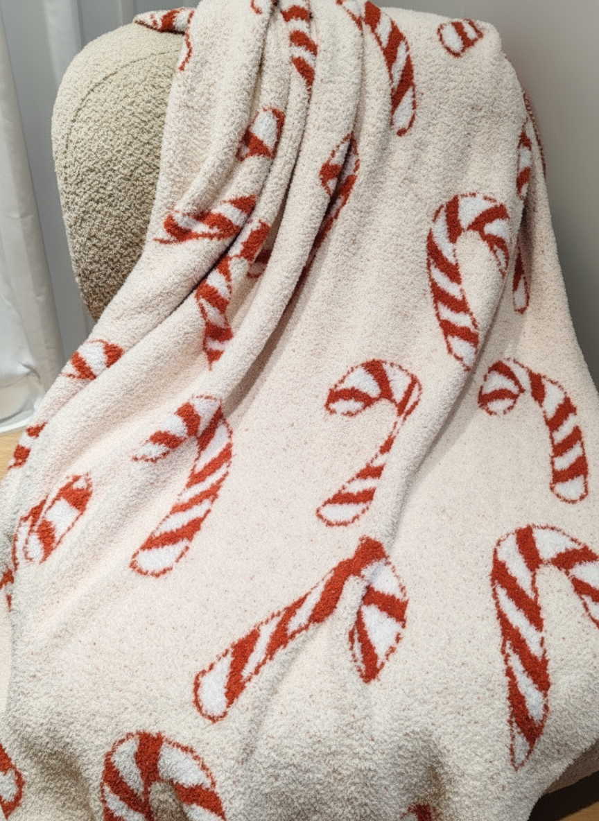 Christmas Luxe Blanket - Candy Cane - Mr & Mrs Christmas