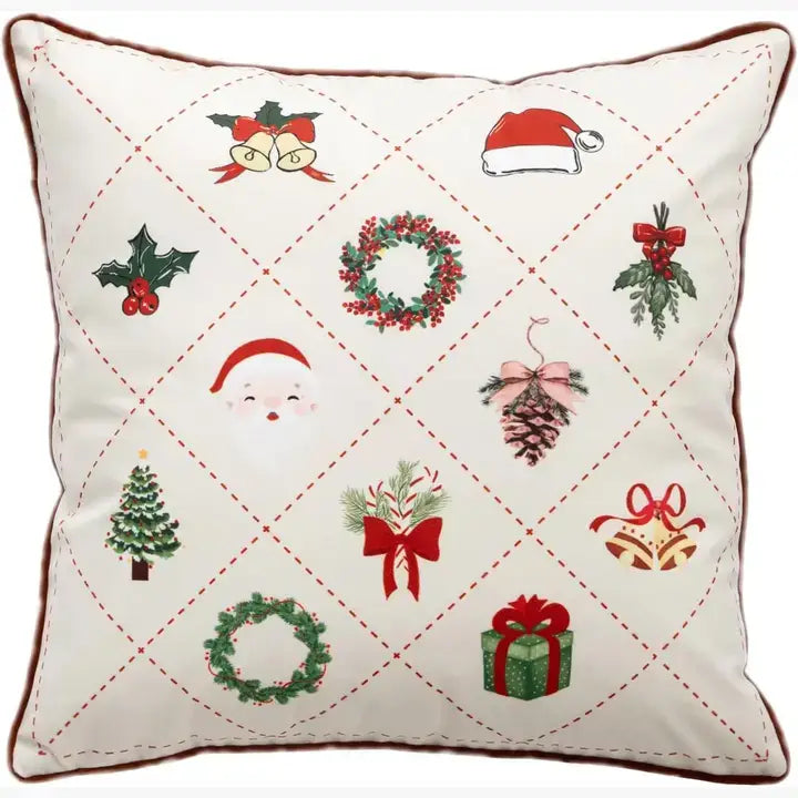 Christmas Design Velvet White Throw Pillow - Mr & Mrs Christmas