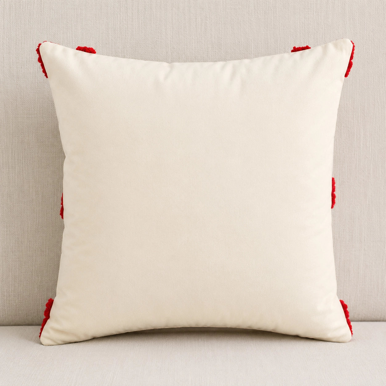 Red Bow Tufted Christmas Cushion Mr & Mrs Christmas