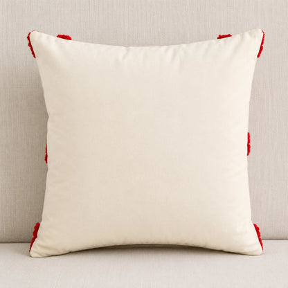 Red Bow Tufted Christmas Cushion Mr & Mrs Christmas