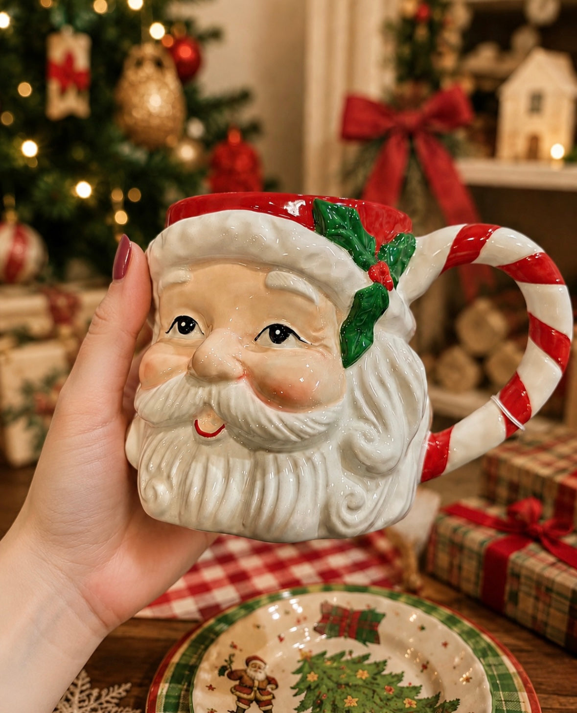 Heirloom Santa Candy Cane Mug Mr & Mrs Christmas