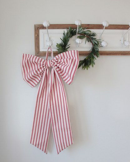 Christmas Bow - Red Stripe - Mr & Mrs Christmas