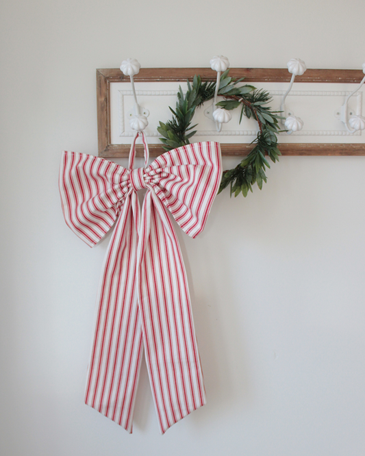 Christmas Bow - Red Stripe - Mr & Mrs Christmas