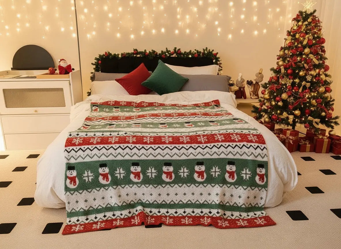 Christmas Luxe Blanket - Snowman Fair Isle Mr & Mrs Christmas