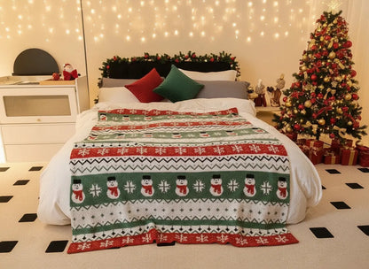 Christmas Luxe Blanket - Snowman Fair Isle Mr & Mrs Christmas