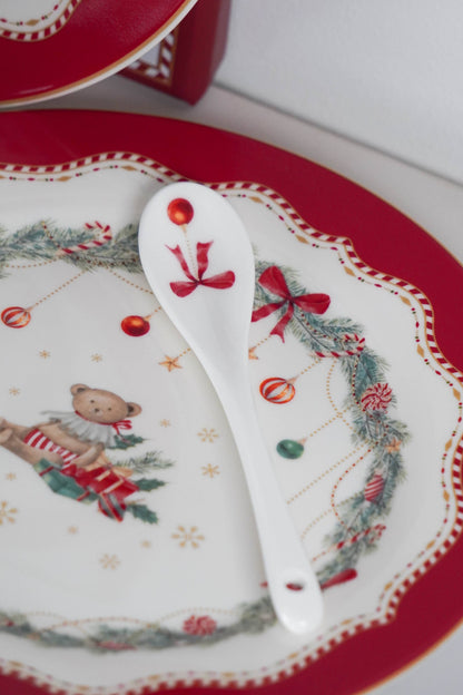 Vintage Christmas Porcelain Spoon - Mr & Mrs Christmas