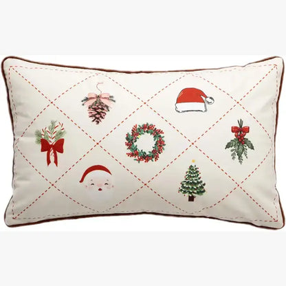 Christmas Design Velvet White Throw Pillow - Mr & Mrs Christmas