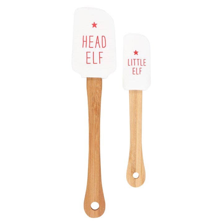 Head Elf & Little Elf Silicone Christmas Baking Spatula Set - Mr & Mrs Christmas