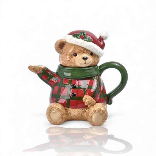 9in Teddy Bear Teapot Min/2 December Diamonds