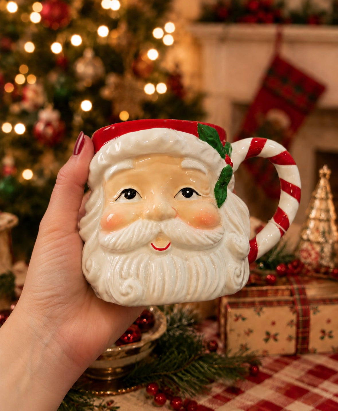 Heirloom Santa Candy Cane Mug Mr & Mrs Christmas