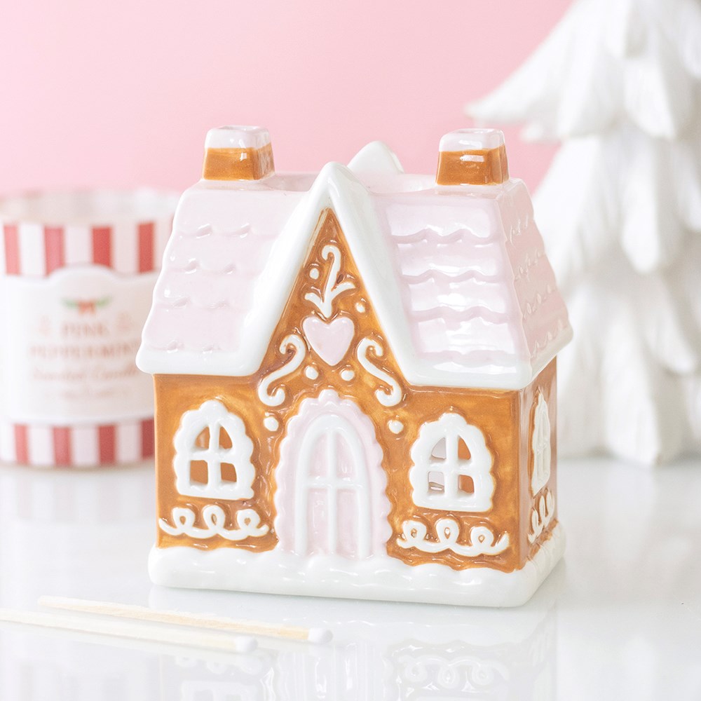 Pink Gingerbread House Oil Burner & Wax Warmer Mr & Mrs Christmas