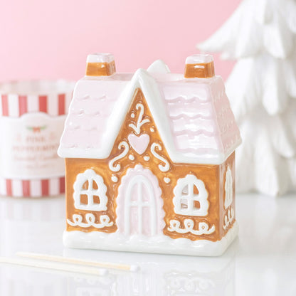 Pink Gingerbread House Oil Burner & Wax Warmer Mr & Mrs Christmas