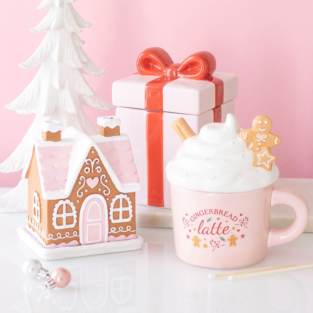 Pink Gingerbread Latte Wax Warmer & Oil Burner Mr & Mrs Christmas