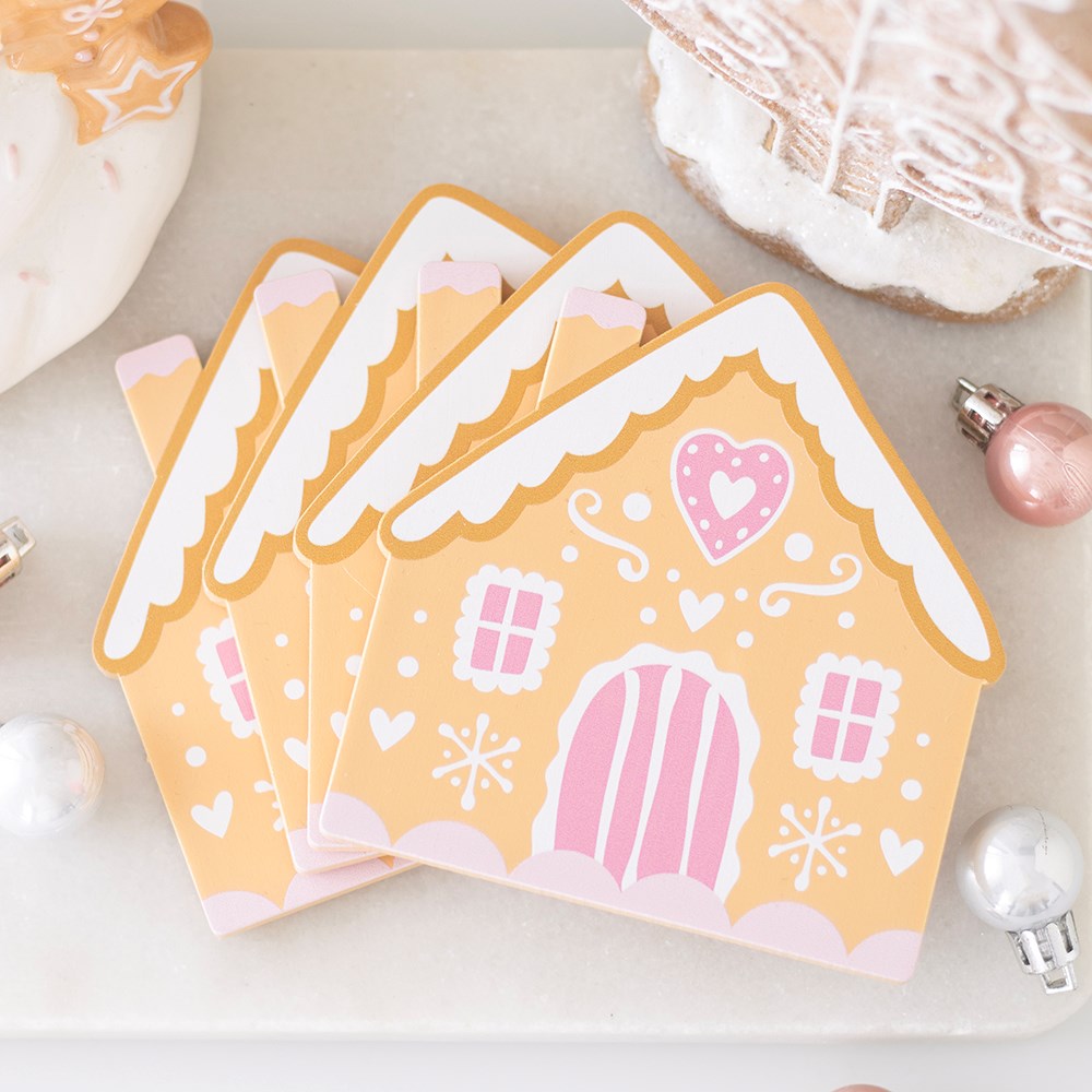 Gingerbread House Coasters Set of 4 Mr & Mrs Christmas