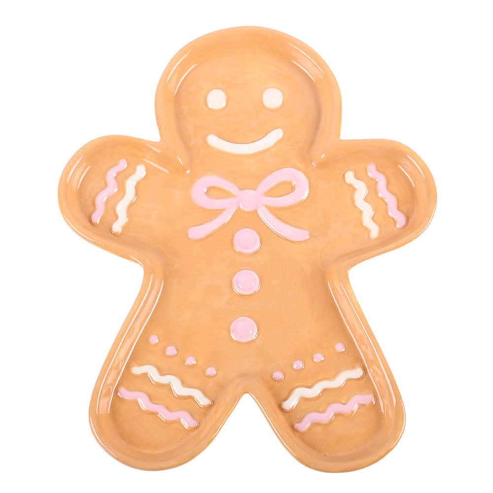 Gingerbread Man Ceramic Serving Plate Mr & Mrs Christmas
