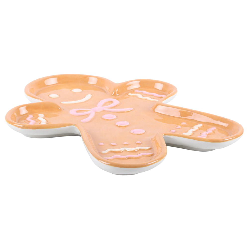 Gingerbread Man Ceramic Serving Plate Mr & Mrs Christmas