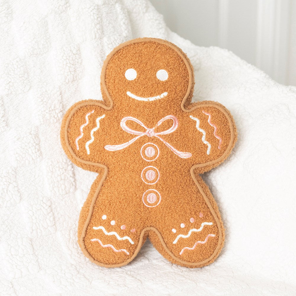 Boucle Gingerbread Man Cushion Mr & Mrs Christmas