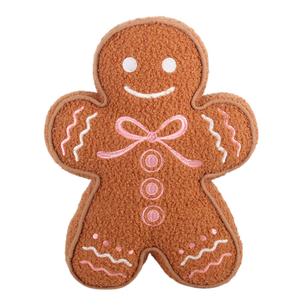 Boucle Gingerbread Man Cushion Mr & Mrs Christmas