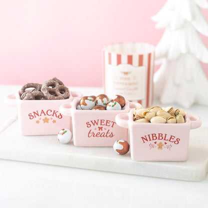 Sugarplum Bakery Ceramic Snack Bowls Set of 3 Mr & Mrs Christmas