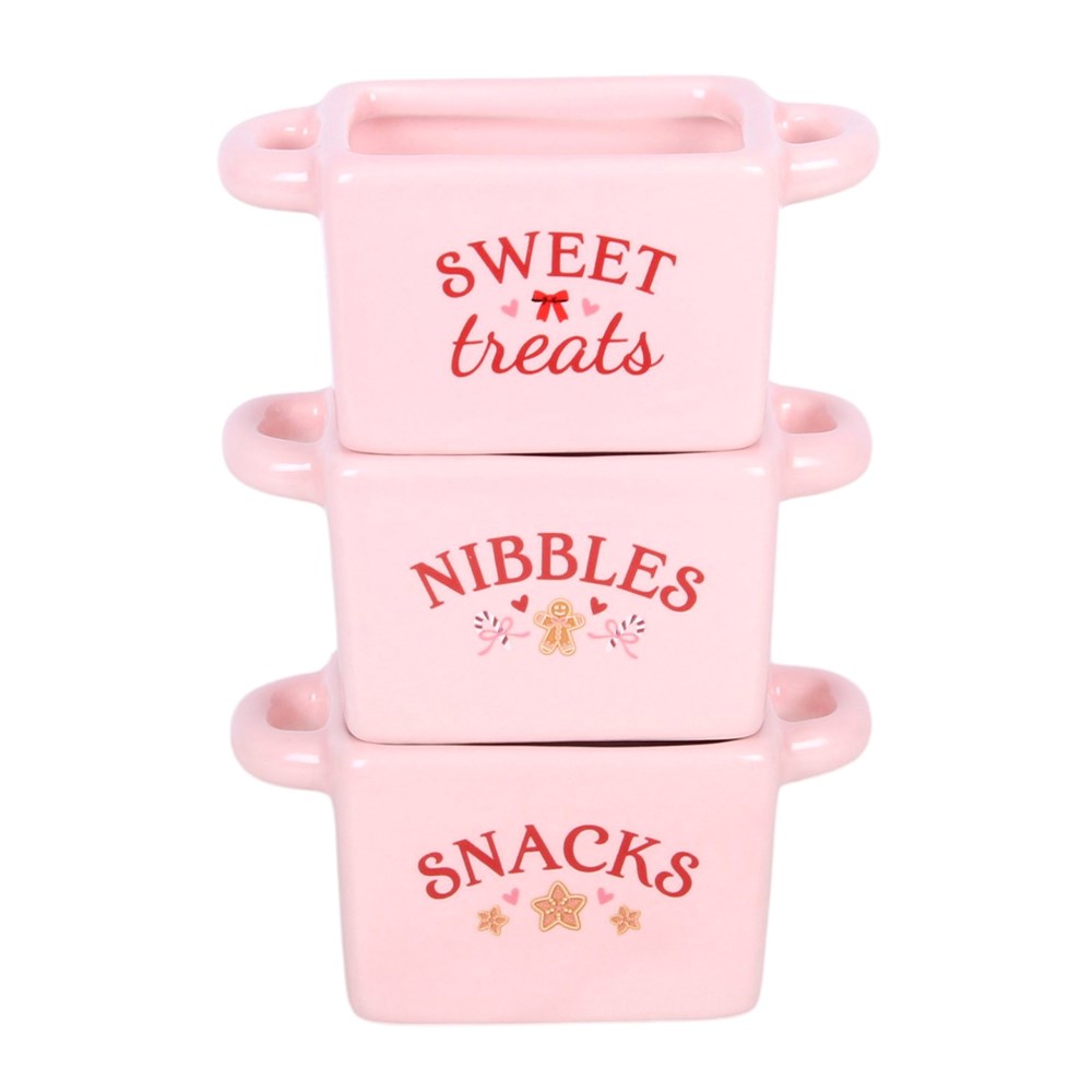Sugarplum Bakery Ceramic Snack Bowls Set of 3 Mr & Mrs Christmas