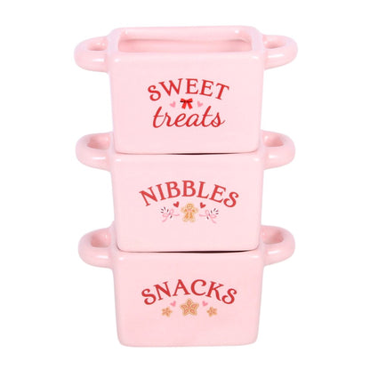 Sugarplum Bakery Ceramic Snack Bowls Set of 3 Mr & Mrs Christmas