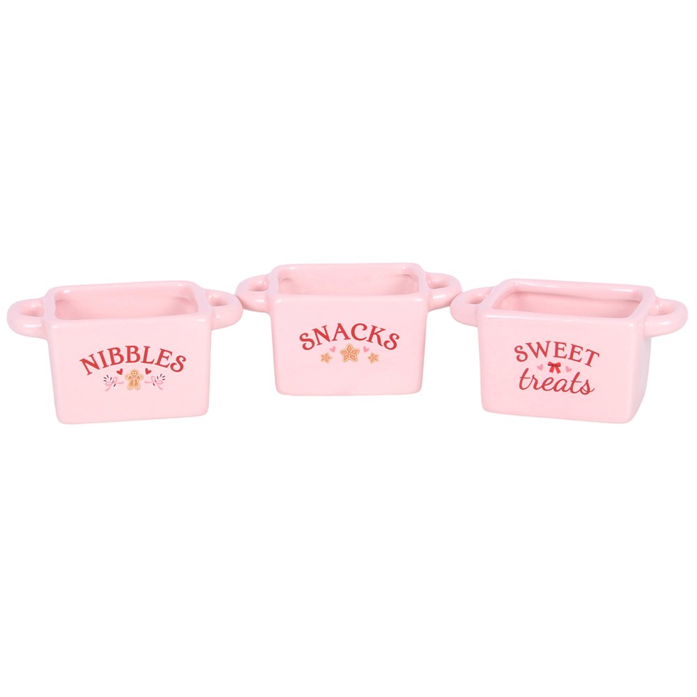 Sugarplum Bakery Ceramic Snack Bowls Set of 3 Mr & Mrs Christmas