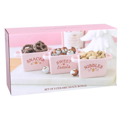 Sugarplum Bakery Ceramic Snack Bowls Set of 3 Mr & Mrs Christmas