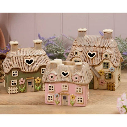 Ceramic Cottage Green Tealight Holder Langs